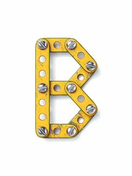 Aged yellow constructor font Letter B 3D Illustrazione stock