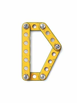 Aged yellow constructor font Letter D 3D Stockillustratie