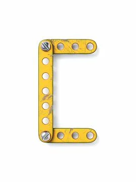 Aged yellow constructor font Letter C 3D Illustrazione stock