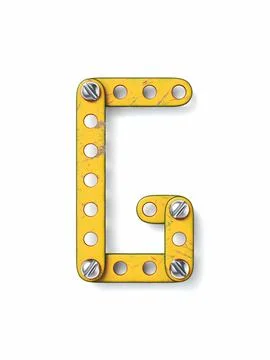 Aged yellow constructor font Letter G 3D 库存插图