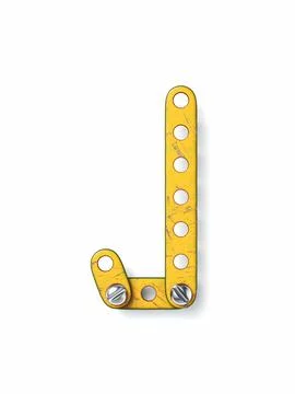 Aged yellow constructor font Letter J 3D Stock Illustration