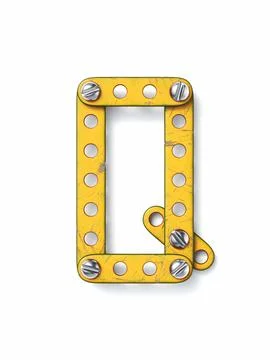 Aged yellow constructor font Letter Q 3D Stock Illustration