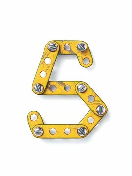 Aged yellow constructor font Letter S 3D Stock Illustration