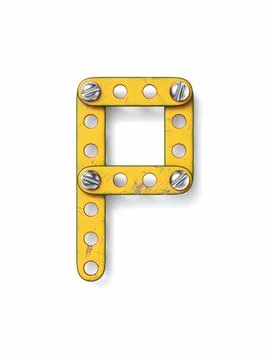Aged yellow constructor font Letter P 3D Stock Illustration