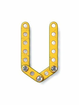 Aged yellow constructor font Letter V 3D Stock Illustration