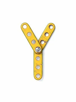 Aged yellow constructor font Letter Y 3D Stock Illustration