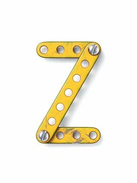 Aged yellow constructor font Letter Z 3D Stock Illustration