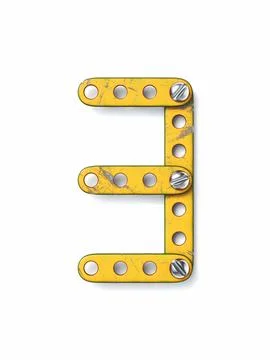 Aged yellow constructor font Number 3 THREE 3D イラスト素材