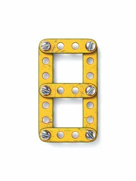 Aged yellow constructor font Number 8 EIGHT 3D Stock Illustration