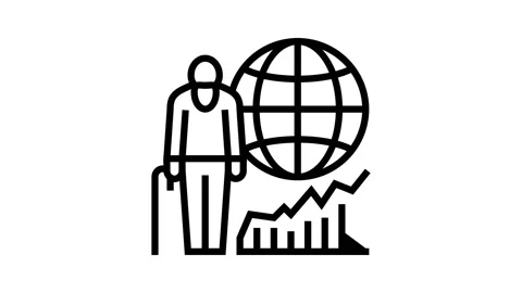 Ageing social problem line icon animation Stock-Footage 165044636