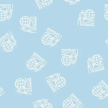 Ageing social problem line seamless pattern Stock Illustration