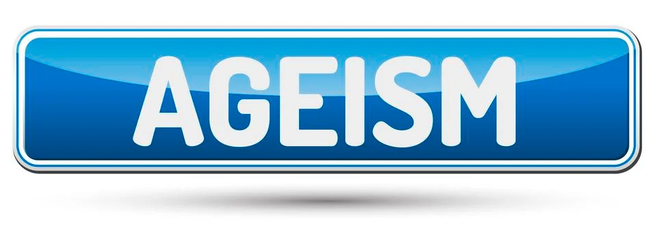 Ageism - Abstract beautiful button with text. Stock Illustration