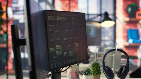 Agency setup showcases a high tech digital system used for deep learning Stock Photos