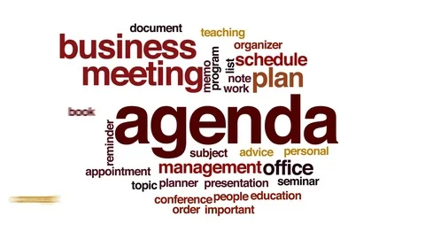 Agenda animated word cloud, text design animation. Stock Footage 72408763