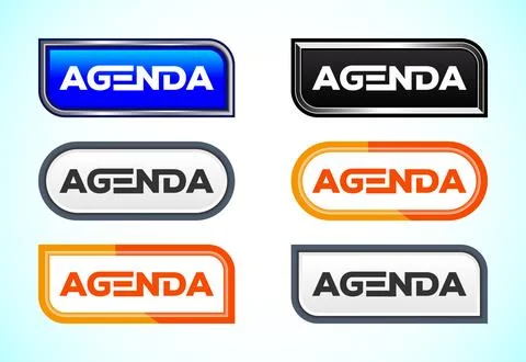 Agenda button set of different shapes and colors. Suitable for mobile app, .. Stock Illustration