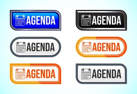 Agenda button set of different shapes and colors. Suitable for mobile app, .. Stock Illustration