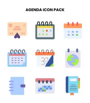 Agenda Flat Graphics Icons Pack Illustrazione stock