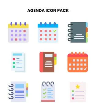 Agenda Flat Scalable Icons Pack Ilustración de archivo