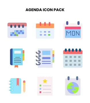 Agenda Flat Vector Icons Pack Ilustración de archivo