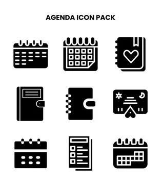 Agenda Glyph Bundle Icons Pack Ilustración de archivo