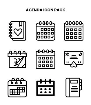 Agenda Line Bundle Icons Pack Ilustración de archivo