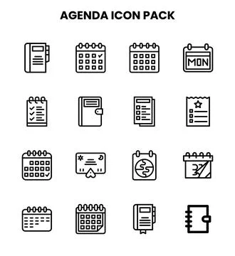 Agenda Line Bundle Icons Pack Ilustración de archivo
