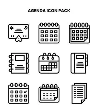 Agenda Line Bundle Icons Pack Ilustración de archivo