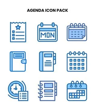 Agenda Two Colour Bundle Icons Pack Ilustración de archivo