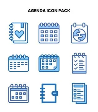 Agenda Two Colour Vector Icons Pack Ilustración de archivo