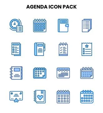 Agenda Two Colour Vector Icons Pack 库存插图