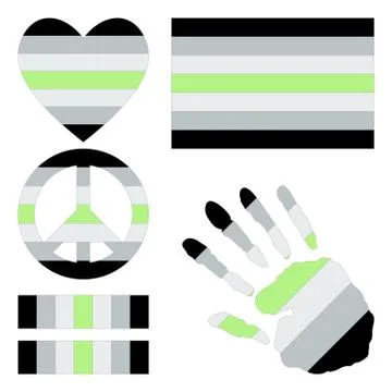 Agender pride flag with correct color scheme, both still and waving Stock Illustration