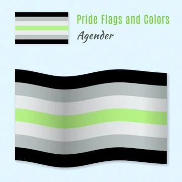 Agender pride flag with correct color scheme, both still and wav Stock Illustration