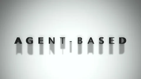 Agent Based 3D title animation matte black text on a white background Stock Footage 300715495