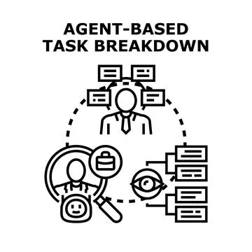 Agent based task breakdown strategy planning Stock Illustration