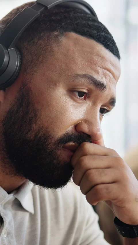 Agent, man or stress with headset in callcenter for helpdesk overload, high call Stock Footage 338373280