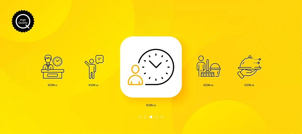 Agent, Presentation time and Time management minimal line icons. For web 스톡 일러스트