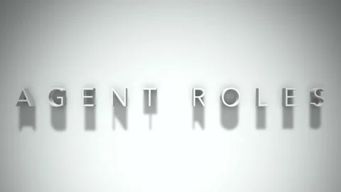 Agent roles 3D title animation with shadows on a white background Stock Footage 297205215