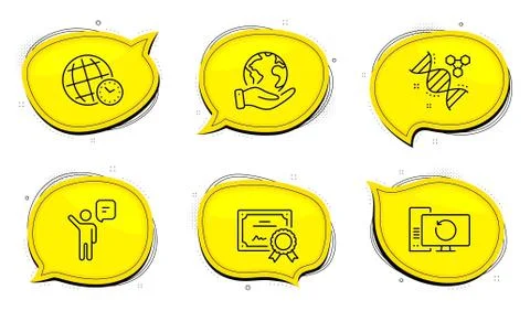 Agent, Time zone and Chemistry dna icons set. Recovery computer sign. Vector 스톡 일러스트