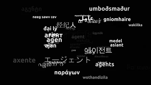 Agent Translated in 57 Worldwide Languages Endless Looping 3d Zooming Wordclo Video stock 145204141