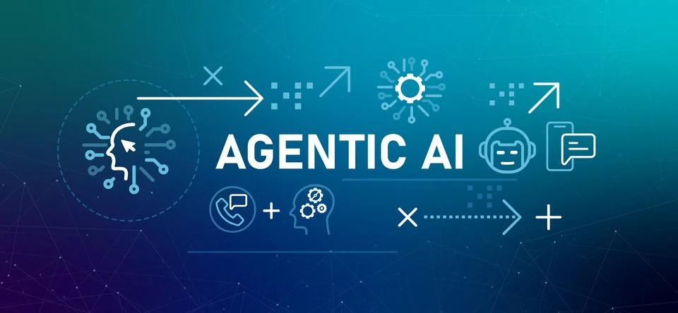 Agentic AI artificial intelligence system capable of independently Stock Illustration