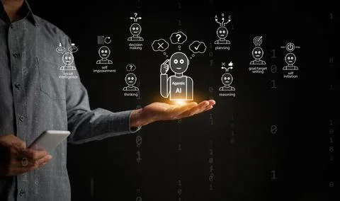 Agentic AI concept showing artificial intelligence capable of autonomous de.. Stock Photos