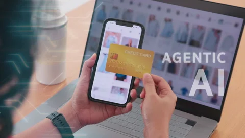 Agentic AI future of payment fintech concept 스톡 동영상 332471167