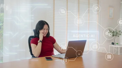 Agentic AI future of payment fintech concept easy smart life for Gen z user Stock Footage 332473606