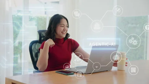 Agentic AI future of payment fintech concept easy smart life for Gen z user Stock Footage 332473623