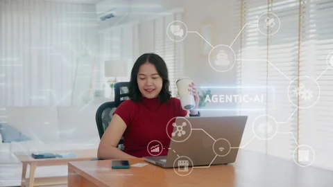 Agentic AI future of payment fintech concept easy smart life for Gen z user Vídeo Stock 333030495