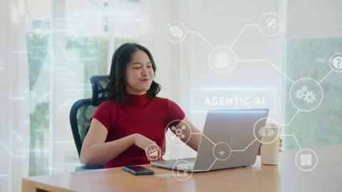 Agentic AI future of payment fintech concept easy smart life for Gen z user Vídeo Stock 333030517