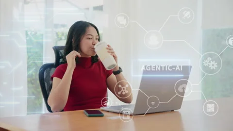 Agentic AI future of payment fintech concept easy smart life for Gen z user Vídeo Stock 333030528