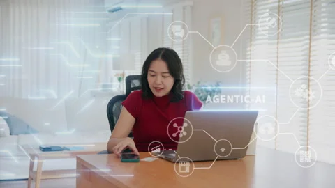 Agentic AI future of payment fintech concept easy smart life for Gen z user Vídeo Stock 333030564