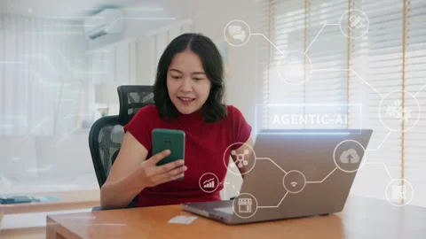 Agentic AI future of payment fintech concept easy smart life for Gen z user Vídeo Stock 333030581