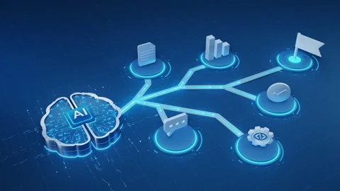 Agentic AI System Automating Digital Tasks and Achieving Strategic Business Stock Footage 337424781